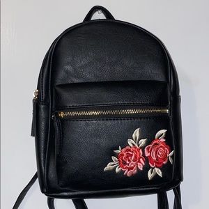 Embroidered Rose Mini Backpack